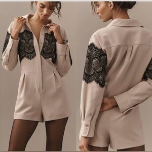 NWT Anthropologie Overlay collared lace playsuit one piece...🖤⚫️🤎